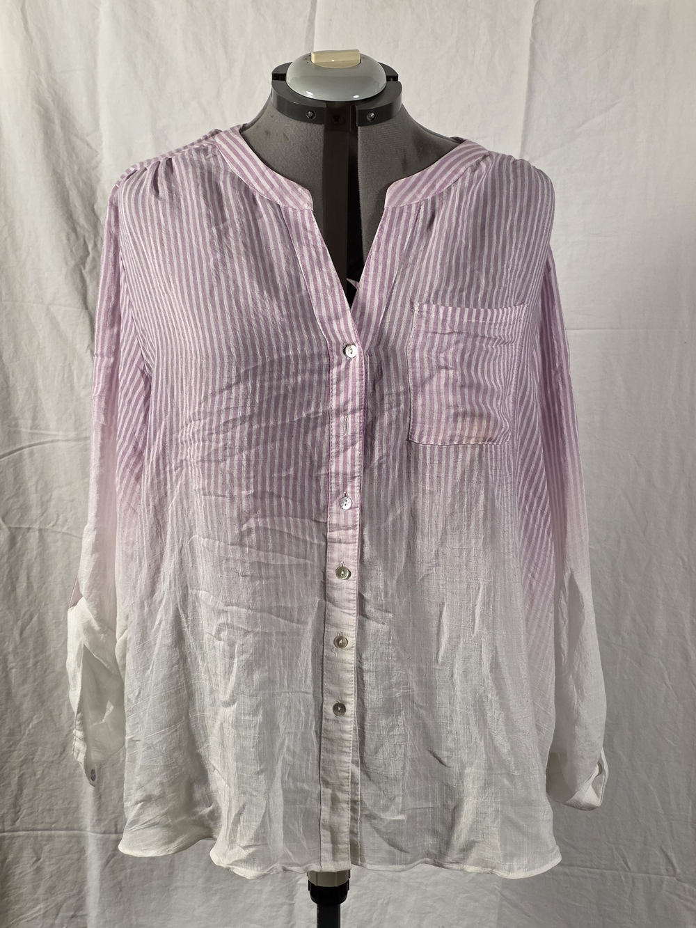 Relaxed Pink Ombre Striped Button-Down Shirt